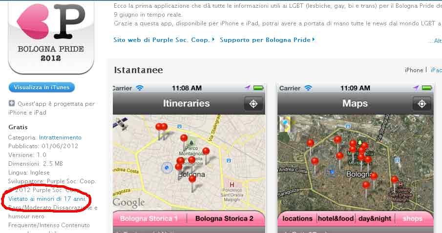 Online l'app del Pride, ma Apple la vieta ai minorenni - bologna pride appF1 - Gay.it