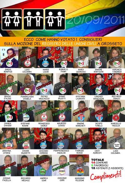 Grosseto boccia il registro unioni. Contro anche il PD - grossetounioniF1 - Gay.it