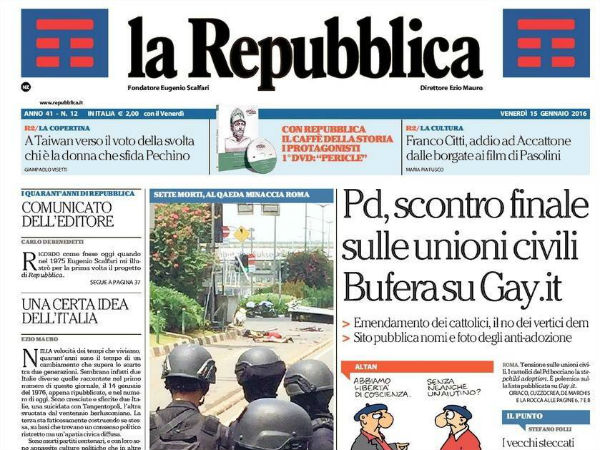 Gay.it in prima pagina di Repubblica: rispondono editore e direttore - repubblica 15 gennaio 2016 base - Gay.it