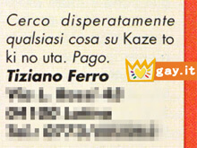 Tiziano Ferro, già a tredici anni la richiesta d'aiuto - ferromangaBASE - Gay.it