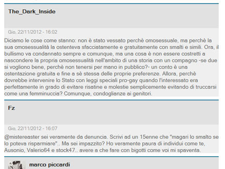 Su "Il Giornale" i commenti omofobi: è colpa del ragazzo - giornalesuicidioBASE - Gay.it