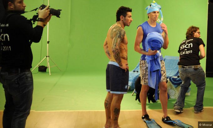 Lavezzi e Sosa:il backstage del calendario del Napoli Calcio