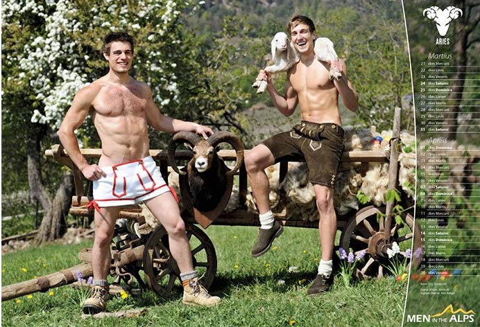 Eros, astri e natura: il calendario Men in the Alps 2012
