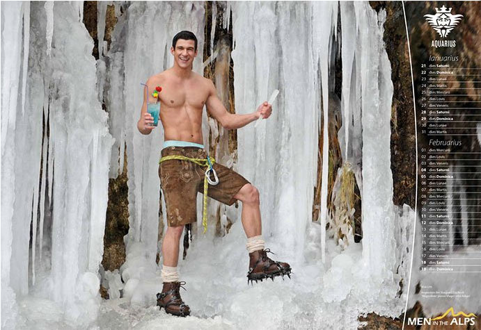 Eros, astri e natura: il calendario Men in the Alps 2012