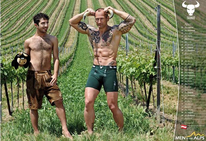 Eros, astri e natura: il calendario Men in the Alps 2012