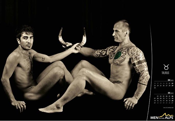 Eros, astri e natura: il calendario Men in the Alps 2012