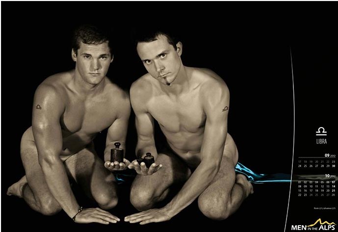 Eros, astri e natura: il calendario Men in the Alps 2012