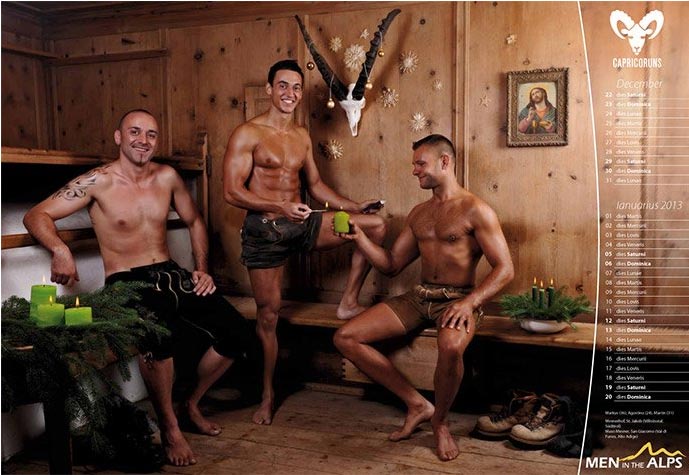 Eros, astri e natura: il calendario Men in the Alps 2012