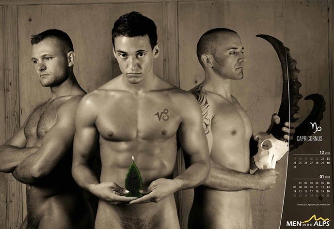 Eros, astri e natura: il calendario Men in the Alps 2012