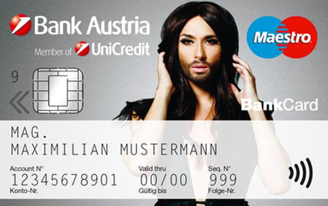 Le carte Unicredit hanno il volto di Conchita Wurst. Ma non in Italia