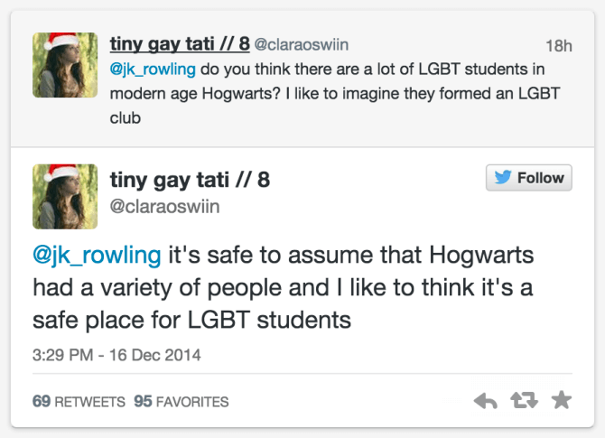 Gay a Hogwarts: sarebbe un posto accogliente? Rowling risponde così