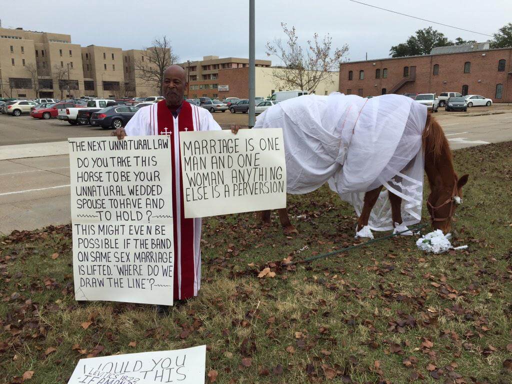 Veste il cavallo da sposa: la protesta del pastore contro i matrimoni gay