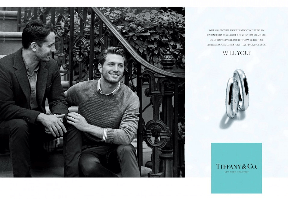 La promessa d'amore eterno, gay, nella pubblicità di Tiffany