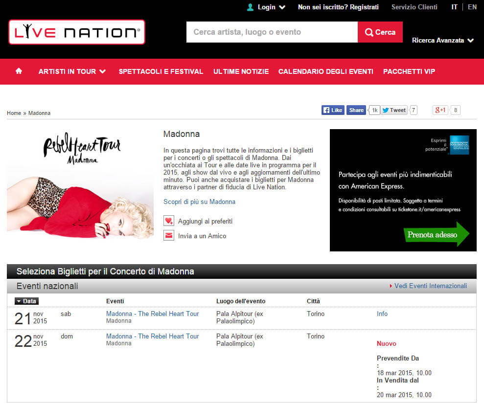 Madonna raddoppia: seconda data italiana del tour [UFFICIALE]