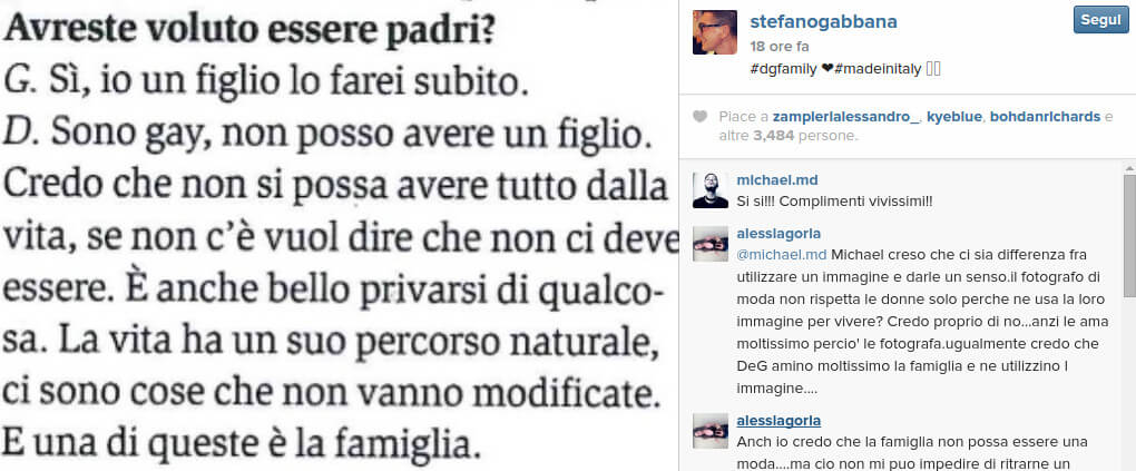 stefano gabbana smentisce