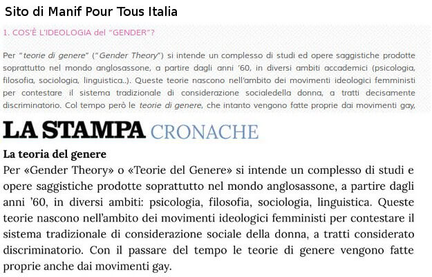 Epic fail de La Stampa: "teoria del genere" copiata da Manif Pour Tous