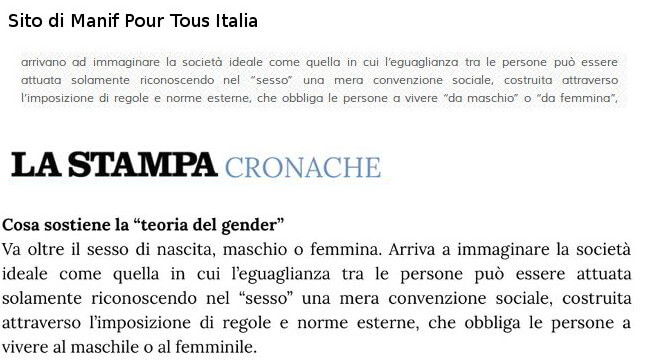 Epic fail de La Stampa: "teoria del genere" copiata da Manif Pour Tous