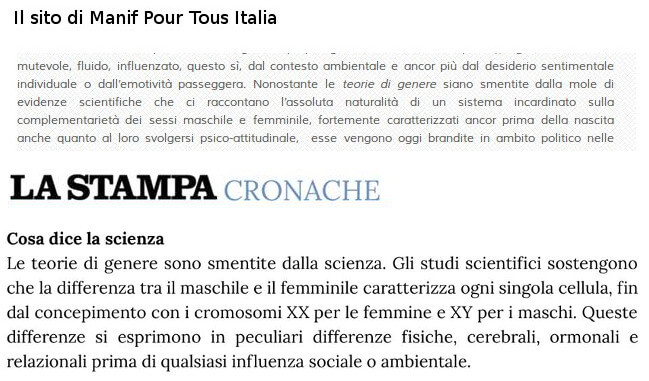 Epic fail de La Stampa: "teoria del genere" copiata da Manif Pour Tous