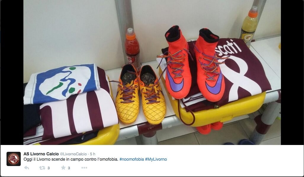 #IDAHOT: i calciatori del Livorno scendono in campo contro l'omofobia