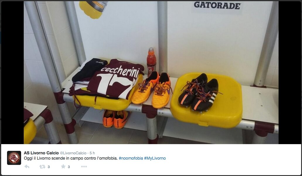 #IDAHOT: i calciatori del Livorno scendono in campo contro l'omofobia