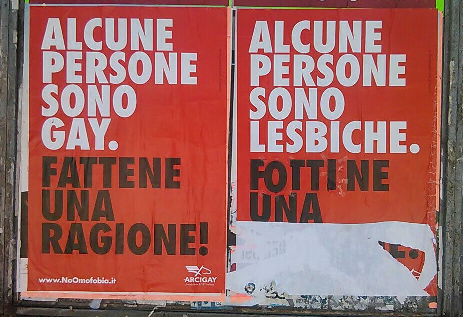 Livorno: sfregiati i manifesti contro l'omofobia e la transfobia