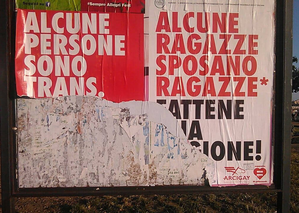 Livorno: sfregiati i manifesti contro l'omofobia e la transfobia