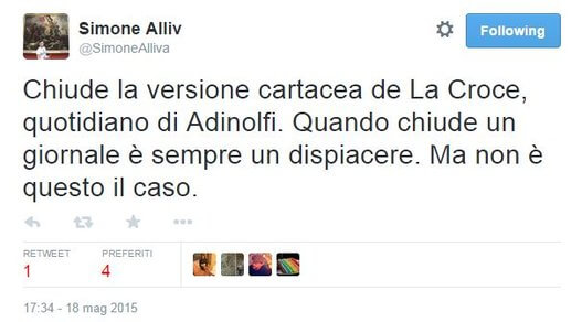 Adinolfi: "La Croce non sarà più stampato". E Twitter se la ride