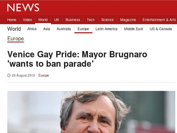 Venezia finisce sulla stampa estera per il no al pride di Brugnaro - brugnaro international - Gay.it