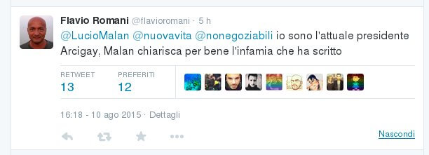 Malan su Twitter: "Arcigay? Dopo la mafia vengono loro"