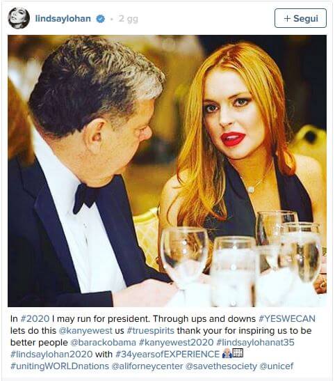 Lindsay Lohan: ecco perchè non sara' Presidente