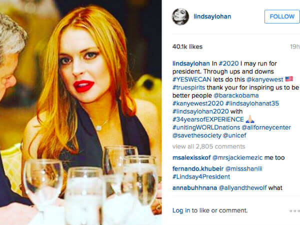 Lindsay Lohan: ecco perchè non sara' Presidente - lindsay lohan president base - Gay.it