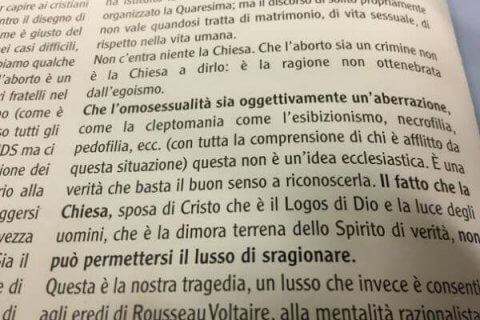 In una parrocchia di Genova spunta un opuscolo: omosessuali necrofili - volantino parrocchia genova base 1 - Gay.it