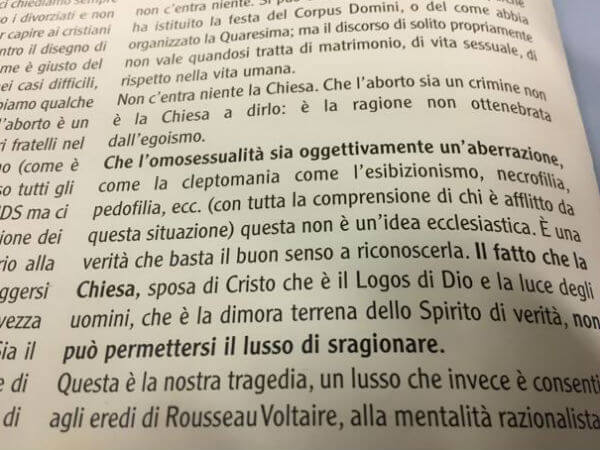 In una parrocchia di Genova spunta un opuscolo: omosessuali necrofili