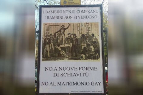 Adozioni gay? Secondo Giovanardi sono una nuova forma di schiavitù - manifesti giovanardi modena base - Gay.it