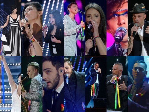 #SanremoArcobaleno: 16 su 20 campioni hanno aderito - PicMonkey Collage - Gay.it