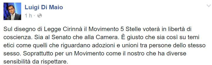 Luigi Di Maio su stepchild: prima ni, poi sì, poi no, poi boh
