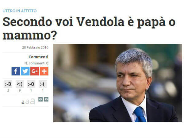 Ecco il vergognoso sondaggio di Libero sulla paternità di Nichi Vendola