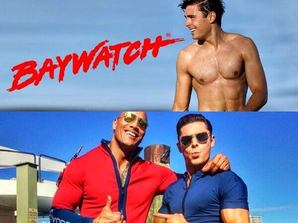 Zac Efron: primi scatti rubati dal set del film di "Baywatch" - baywatch zac efron dwayne johnson film - Gay.it