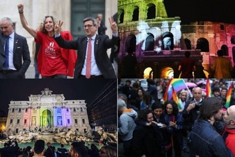 Unioni Civili: le foto più belle dalle celebrazioni di ieri a Roma - unioni civili roma colosseo fontana di trevi cirinna lo giudice - Gay.it