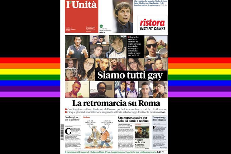 L'Unità titola 'Siamo tutti gay' - Unita rainbow 1 - Gay.it