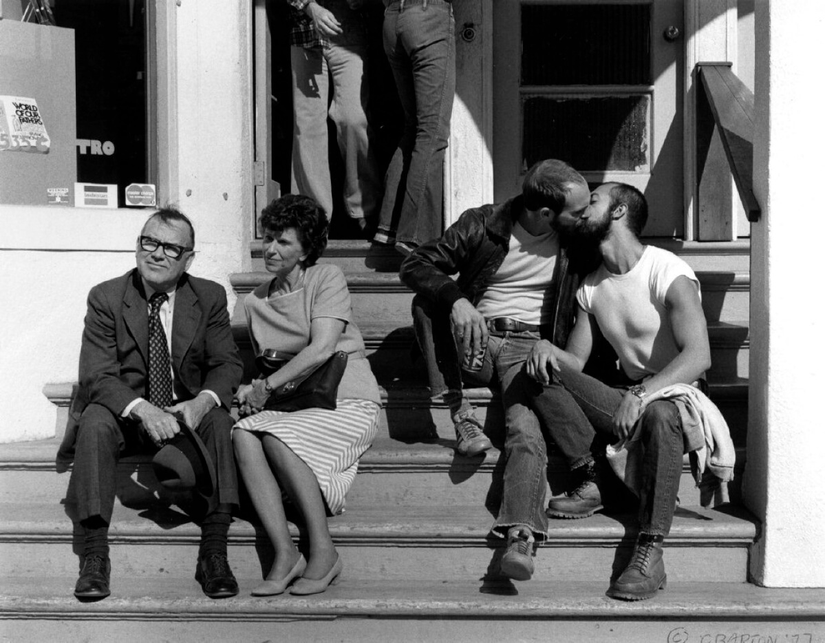 Two-Men-Kissing-in-Castro-Street,-From-“Beautiful-Men”-(1976)-Crawford-Barton