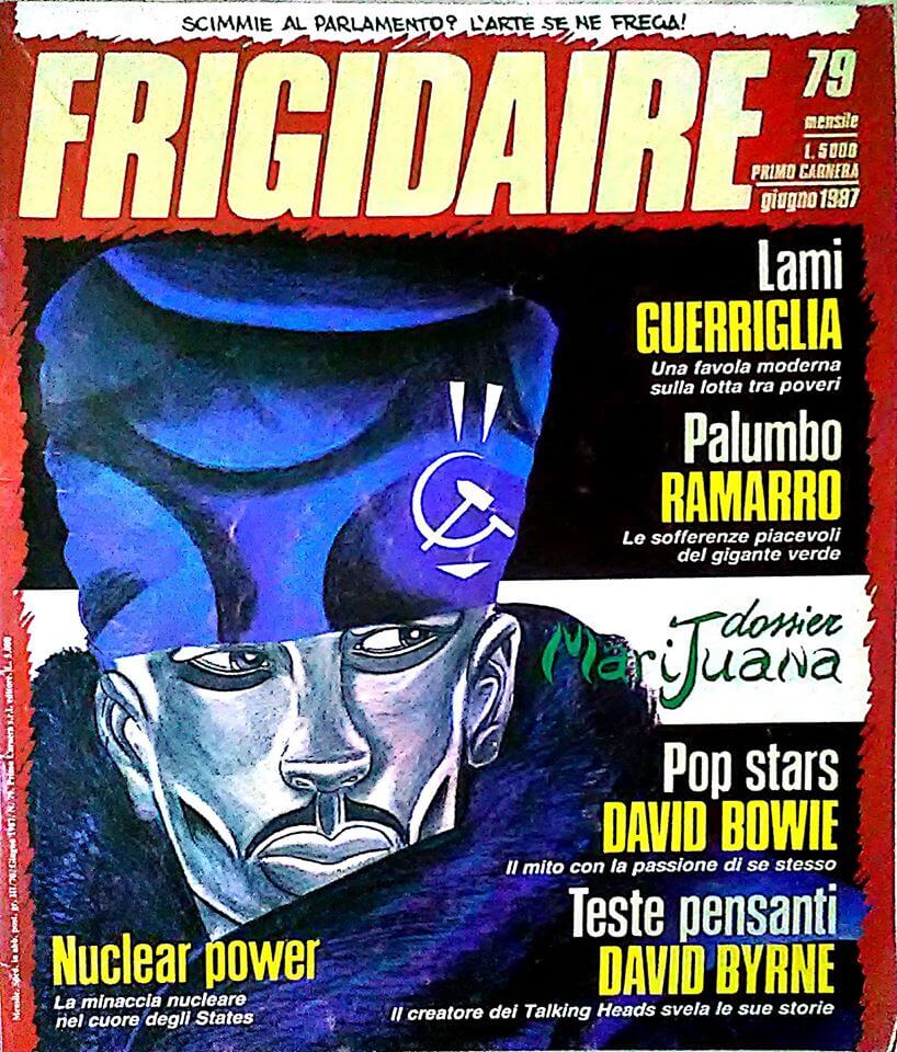 "Frigidaire", numero 79, giugno 1987. Una delle riviste italiane più attente alle novità culturali e artistiche, e a quanto "bollisse in pentola" in ambito LGBT.