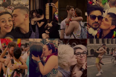 Monza, kiss mob contro il bar omofobo - bacio 1 - Gay.it