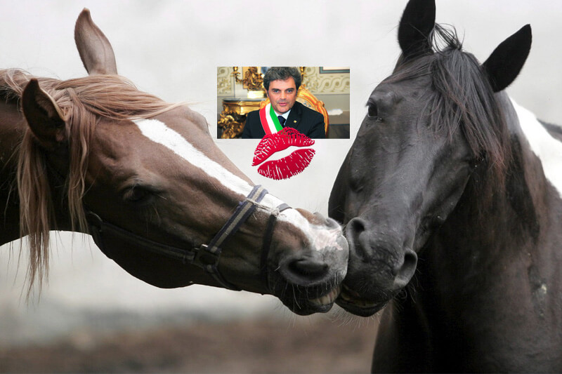 Flash mob di baci e foto coi cavalli contro il sindaco di Rovigo - flashmob rovigo - Gay.it