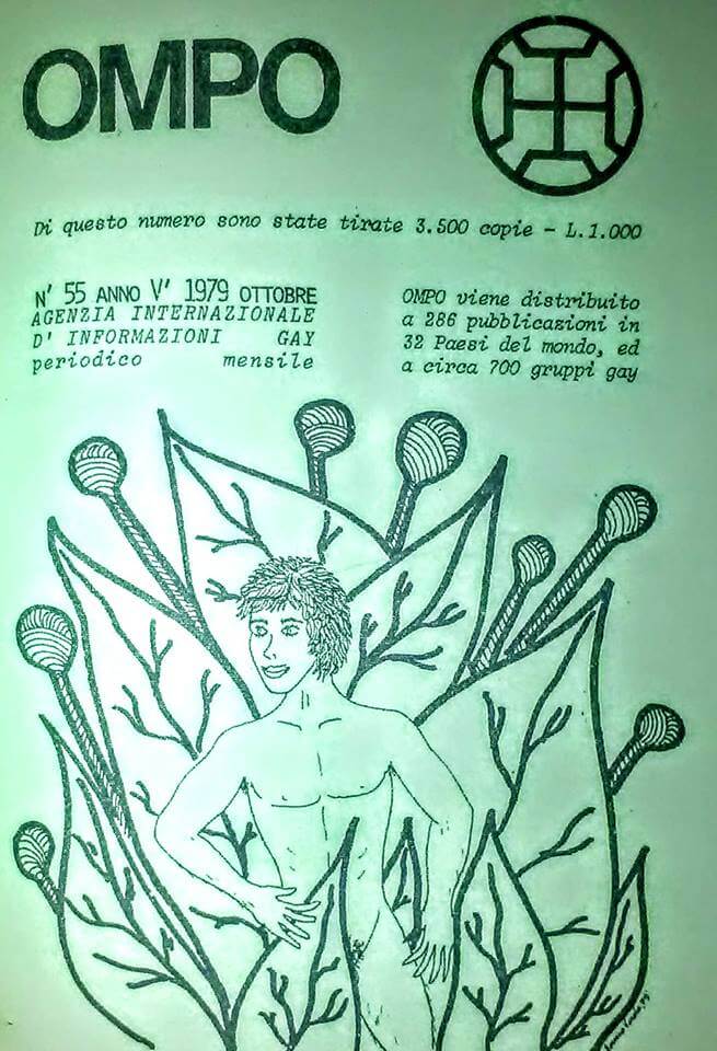 Il periodico gay "Ompo", n. 55, ottobre 1979. Venne fondato da Massimo Consoli.