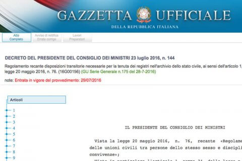 Decreto ponte unioni civili pubblicato in Gazzetta: da domani si va in Comune! - gazzetta unioni civili - Gay.it