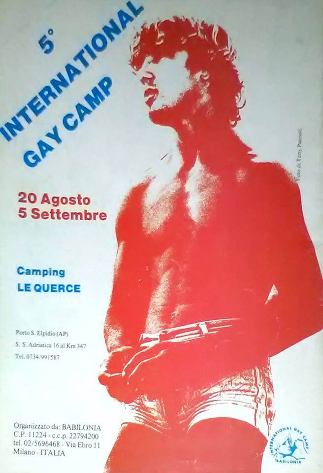 Pubblicità su "Babilonia" per il quinto International gay camp, svoltosi nell'estate del 1983 a Porto Sant'Elpidio.
