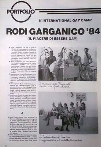 "Babilonia" numero 18, ottobre 1984. Servizio fotografico sul campeggio di Rodi Garganico.