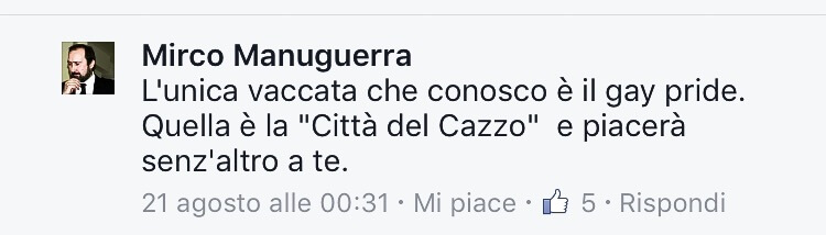 Vergognoso linciaggio omofobo del Presidente Centro Studi Danteschi su Facebook: "Rotti in culo, morirete tutti di AIDS"