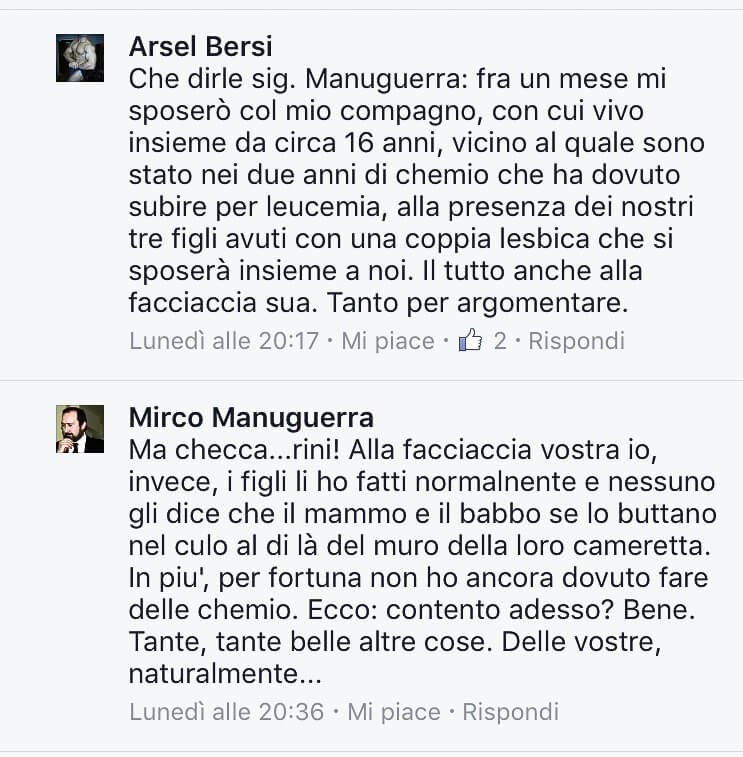 Vergognoso linciaggio omofobo del Presidente Centro Studi Danteschi su Facebook: "Rotti in culo, morirete tutti di AIDS"